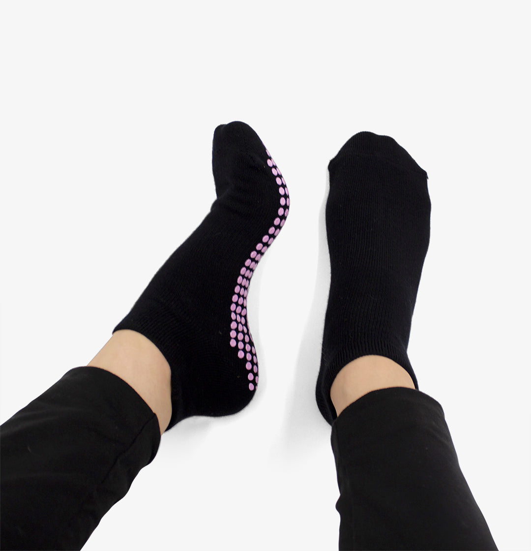 ExerSocks™ - Barre, Yoga & Pilates Socks (Raspberry/Black)
